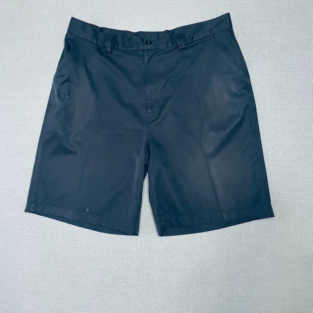 Under Armour Performance Drive Golf Shorts Size 38R Black Chinos Logo 36x9
